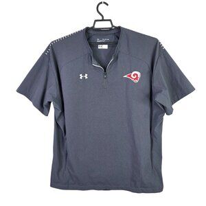 Mens Under Armour Loose Gray Rams Pullover Cage Jacket 1/4 Zip Short Sleeve 2XL